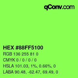 Código de color: HEX #88FF5100 | qconv.com