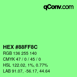 カラーコード: HEX #88FF8C | qconv.com