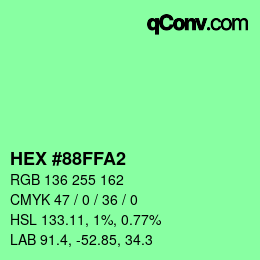 Código de color: HEX #88FFA2 | qconv.com