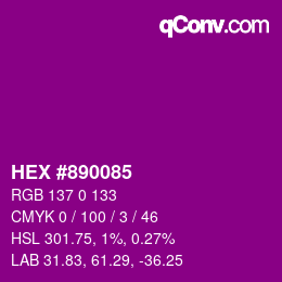 Color code: HEX #890085 | qconv.com