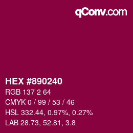 カラーコード: HEX #890240 | qconv.com