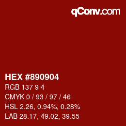 Color code: HEX #890904 | qconv.com