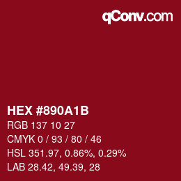 Color code: HEX #890A1B | qconv.com