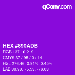 Color code: HEX #890ADB | qconv.com