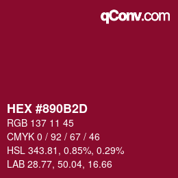 颜色代码: HEX #890B2D | qconv.com