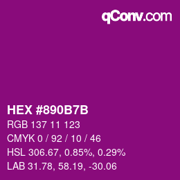 颜色代码: HEX #890B7B | qconv.com
