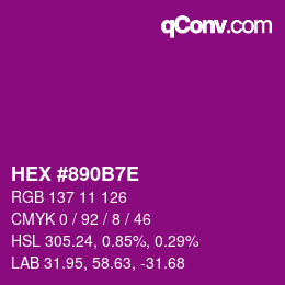 Color code: HEX #890B7E | qconv.com