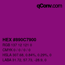 Farbcode: HEX #890C7900 | qconv.com