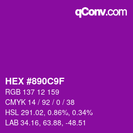 Farbcode: HEX #890C9F | qconv.com