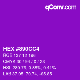 Color code: HEX #890CC4 | qconv.com