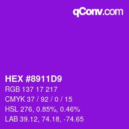 Color code: HEX #8911D9 | qconv.com
