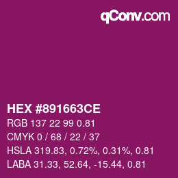 Farbcode: HEX #891663CE | qconv.com