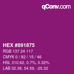 颜色代码: HEX #891875 | qconv.com