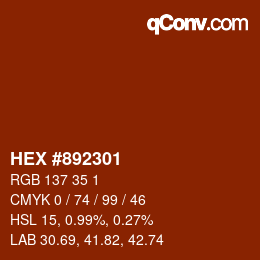 颜色代码: HEX #892301 | qconv.com