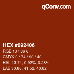Color code: HEX #892406 | qconv.com