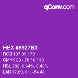 カラーコード: HEX #8927B3 | qconv.com
