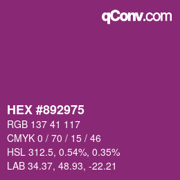 颜色代码: HEX #892975 | qconv.com