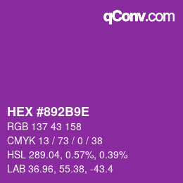 Color code: HEX #892B9E | qconv.com