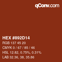 Farbcode: HEX #892D14 | qconv.com