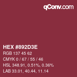 Color code: HEX #892D3E | qconv.com