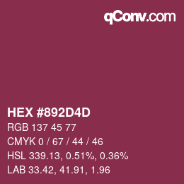 カラーコード: HEX #892D4D | qconv.com