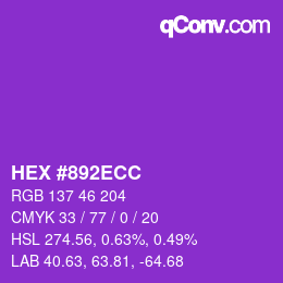 Color code: HEX #892ECC | qconv.com
