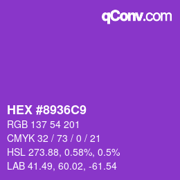 颜色代码: HEX #8936C9 | qconv.com