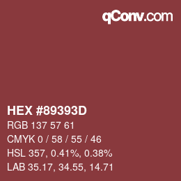 Farbcode: HEX #89393D | qconv.com