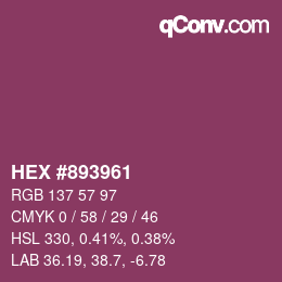 カラーコード: HEX #893961 | qconv.com