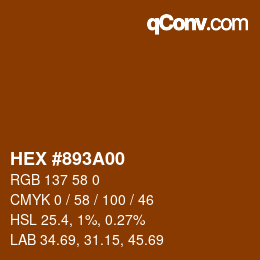 Color code: HEX #893A00 | qconv.com