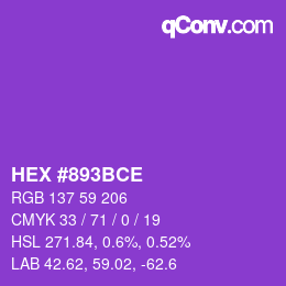 Color code: HEX #893BCE | qconv.com