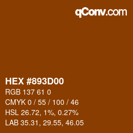 Color code: HEX #893D00 | qconv.com