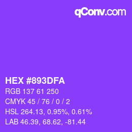 Color code: HEX #893DFA | qconv.com