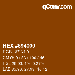 Color code: HEX #894000 | qconv.com