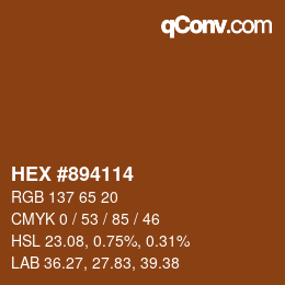 Color code: HEX #894114 | qconv.com