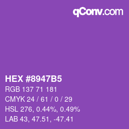カラーコード: HEX #8947B5 | qconv.com