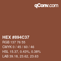 Color code: HEX #894C37 | qconv.com