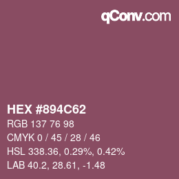 Farbcode: HEX #894C62 | qconv.com
