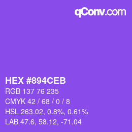 Color code: HEX #894CEB | qconv.com