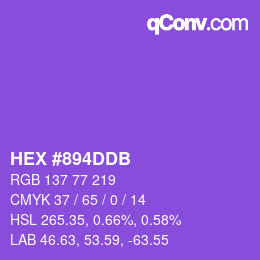 颜色代码: HEX #894DDB | qconv.com