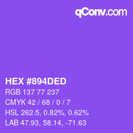 カラーコード: HEX #894DED | qconv.com