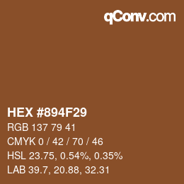 Color code: HEX #894F29 | qconv.com