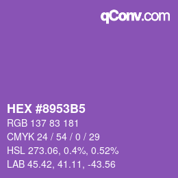 カラーコード: HEX #8953B5 | qconv.com