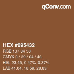 Color code: HEX #895432 | qconv.com