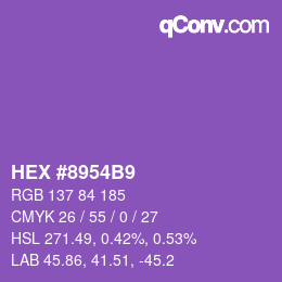 カラーコード: HEX #8954B9 | qconv.com