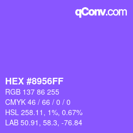 Farbcode: HEX #8956FF | qconv.com