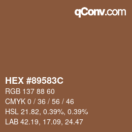 Color code: HEX #89583C | qconv.com