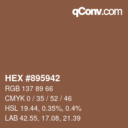 カラーコード: HEX #895942 | qconv.com
