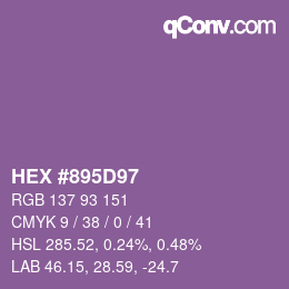 カラーコード: HEX #895D97 | qconv.com