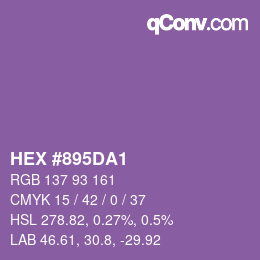 カラーコード: HEX #895DA1 | qconv.com